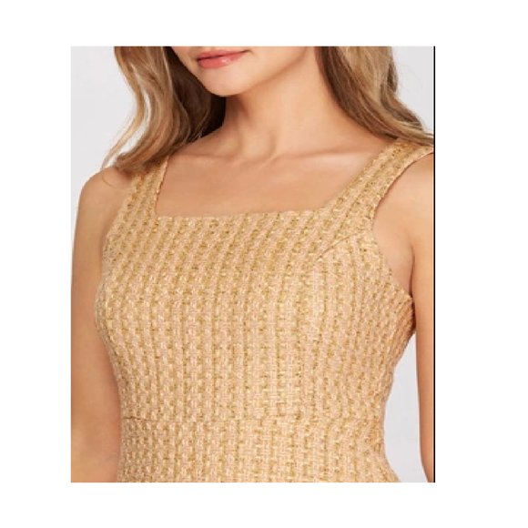 Classic Tweed Dress Sleeveless Fit & Flare Professional Work Dress Shift Dress - Picture 4 of 5